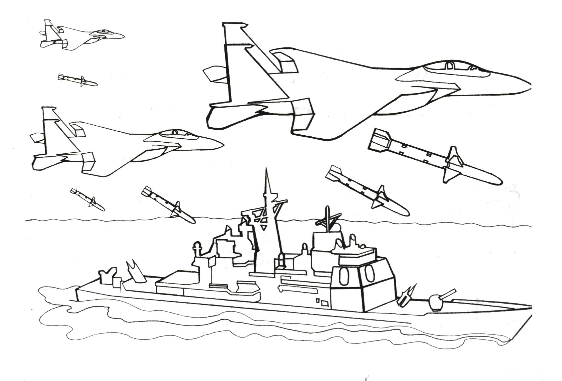 Раскраски корабли, подводные лодки, парусники 11