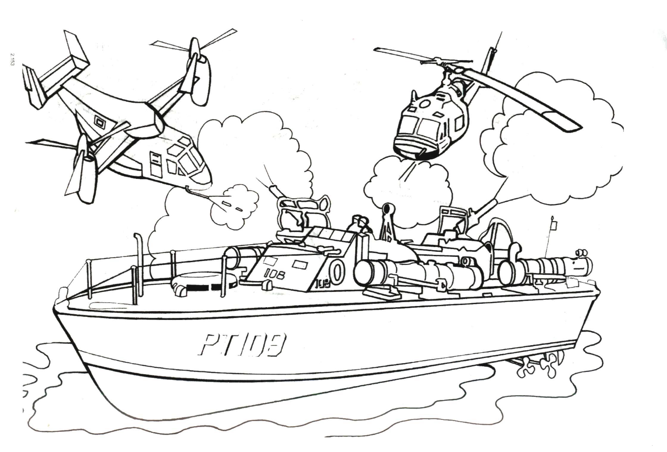 Раскраски корабли, подводные лодки, парусники 3