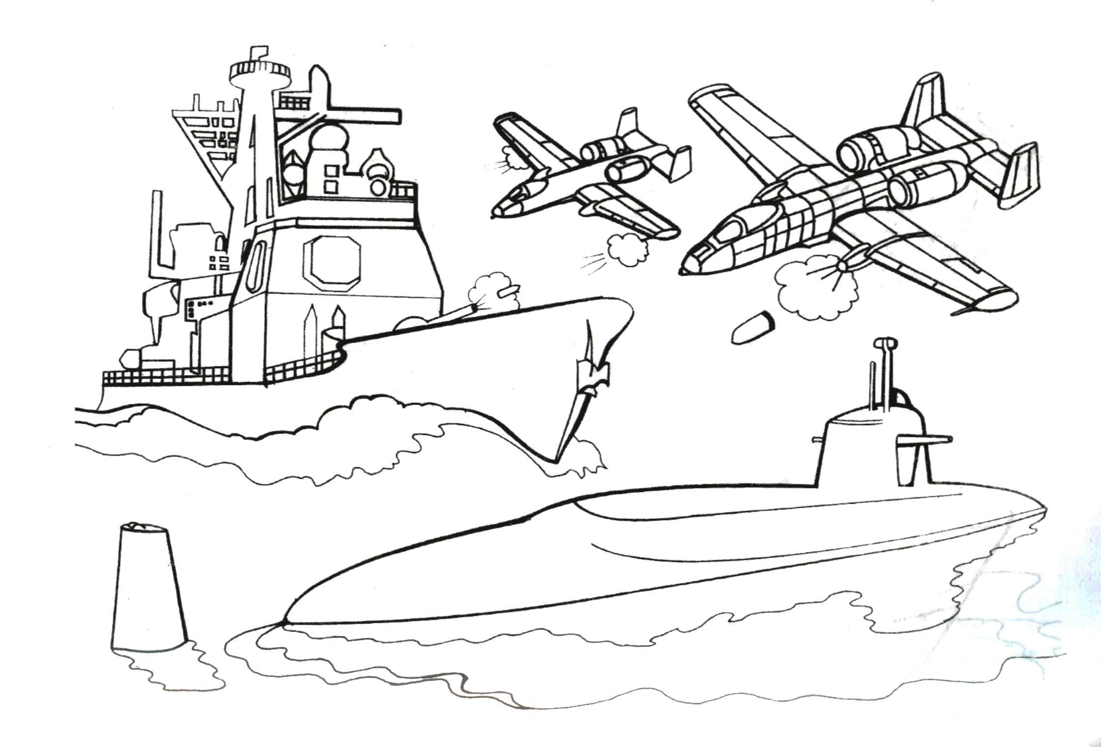 Раскраски корабли, подводные лодки, парусники 5