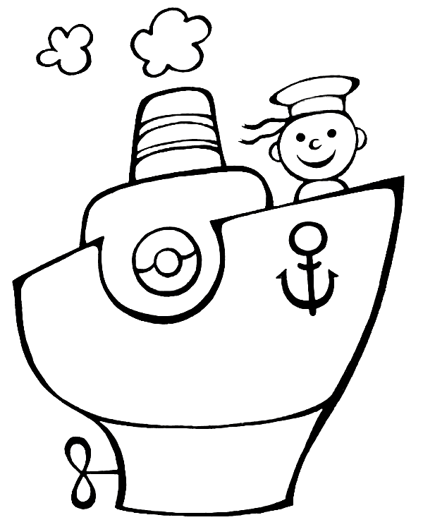 Раскраска пароход с матросом